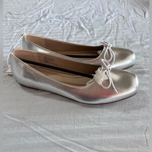 Silver ballet flats